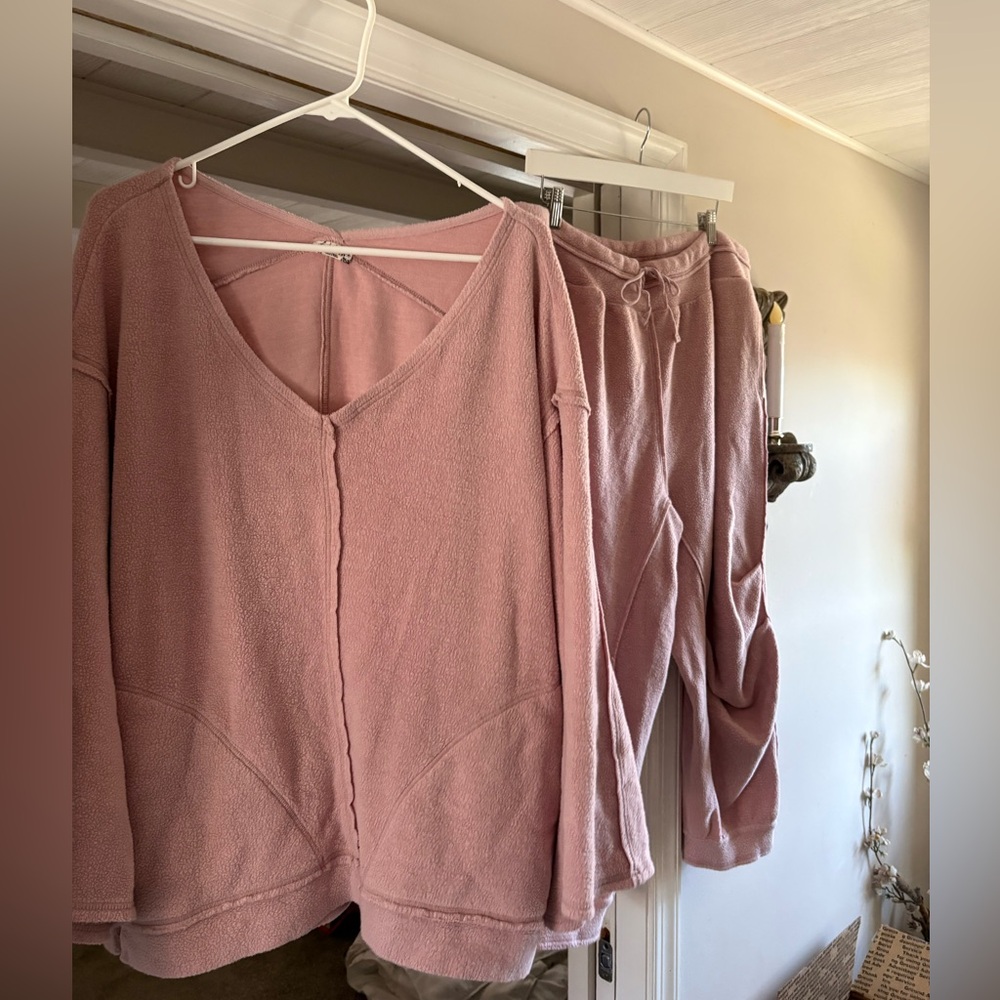 Free People Women's Cozy V-Neck Lounge Set - Dusty Rose